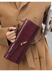 Burgundy Bag Cherry Red Envelope Wine Red Envelope Upscale New Handbag European And American Fashion Crocodile Flip Hand Organ Bag Dinner Bag Shoulder Bag Messenger Bag