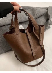 1 Piece Women s New Retro Casual Versatile Solid Color Bucket Handbag Model In Autumn And Winter Suitable For Commuting Daily Dating And Work Women s Fashionable Handbag Can Be Cross Body