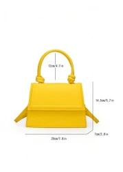 1pc Solid Color Advanced PU Leather Textured French Niche Design Commuter Square Bag Women 2023 New Versatile Crossbody Bag Fashionable Butter Yellow Bag For Women