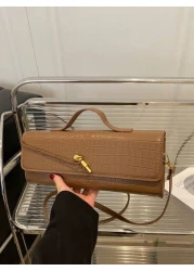 1 Pc Fashion Classic Versatile Daily Commuting Style Solid Color Crocodile Pattern PU Leather Long Strip Flip Style Women s Handbag Suitable For Daily Commuting Daily Clothing Matching And Giving Gift