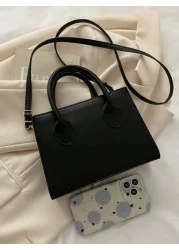 Women s Stylish Small Square Bag With Stone Texture Double Handles Embossed Crocodile Pattern Adjustable Shoulder Strap Suitable For Leisure Travel Shopping Lightweight Business Casual Style For Teen