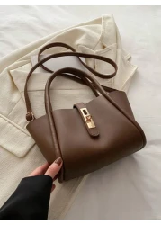 حقيبة يد جديدة متعددة الاستخدامات من جلد PU بلون سادة للأم جديدة في الأزياء ، مع محفظة عملة صغيرة وحزام حمل عبر