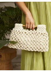 SHEIN SXY حقيبة يد نسائية محبوكة، حقيبة شاطئية، مثالية للصيف والإجازات والاستخدام اليومي