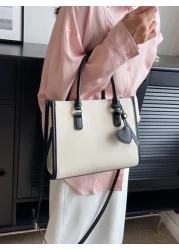 Lightweight Business Casual Letter Graphic Contrast Binding Square Bag For Teen Girls Women College Students Rookies White collar Workers Perfect for Office College Work Business Commute Outdoors Trav