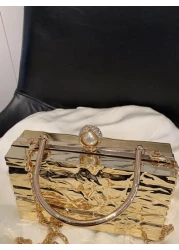 حقيبة يد صغيرة مربعة خفيفة الوزن، كاجوال للعمل، للنساء ذات ملمس أنيق مع تصدعات ذهبية، محفظة صغيرة محمولة مناس