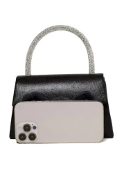 1 قطعة حقيبة يد مسائية مرصعة بالأحجار الكريمة على المقبض للإمساك المريح، تحتوي على الضروريات مثل الهاتف والأح