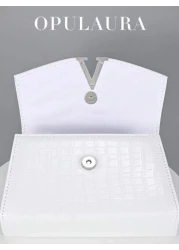 OpulAura Metallic Glitter Clutch Bag Formal Crocodile Pattern Leather Clutch Purse Perfect For Party Wedding Prom Dinner Banquet Matching With Wedding Dress Evening Gown Party Dress