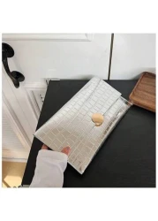 Crocodile Pattern PU Women s Clutch Bag Envelope Style Wallet With Metal Ring Buckle Unique Evening Bag Suitable For Parties Dances Weddings Formal Events