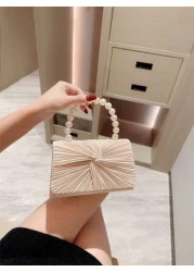 Women s Elegant Butterfly Decor Box Shaped Evening Bag With Faux Pearl Handle Romantic For Wedding Formal Party Banquet Or Prom Elegant Pearl Bag