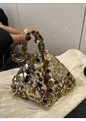 1pc Zippered Closure Sparkly Wristlet Bag Multicolor Sequin Design Europe US Style Creative Personality Cell Phone Shoulder Crossbody Bag Suitable For Party Gala Date Night For Women