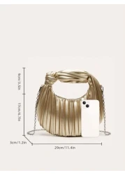 zijinling Women Ruched Handbag New Cloud Bag Versatile High End Crescent Shaped Evening Bag Dumpling Bag