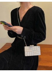 Glitter Bling Shiny Glamorous Elegant Exquisite Marble Graphic Box Bag Mini Glamorous Perfect Bride Purse For Wedding Prom Party Events Dinner Bag Evening Bag For Party Girl Woman For Female Perfect F