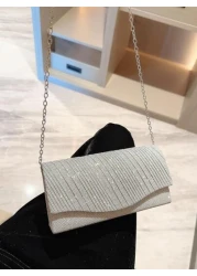 Moonlit EveBag Glamorous Elegant Exquisite Quiet Luxury Sequin Luxury Shiny Portable Mini Glitter Flap Square Bag Evening Bag Dinner Bag For Party Girl Woman Bride Perfect For Party Wedding Prom Dinne