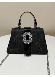 حقيبة كتف نسائية عصرية، وصول جديد، تصميم راقٍ، كاجوال ومتنوع الاستخدام، قماش بو بسيط، لون سادة، زخرفة من الرا