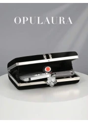 OpulAura Women Autumn Winter Fashion Luxury Mini Velvet Gift Box Evening Bag Party Clutch With Metallic Decorative Trim Glitter Formal Party Handbag With Detachable Chain Suitable For Party Wedding Fo