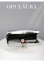 حقيبة طرف معدنية نسائية من أوبول أورا، حقيبة يد فاخرة للمساء مزينة بمشبك ورق معدني، مناسبة للحفلات والأعراس و