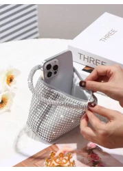 Glamorous Glitter Bling Sequin Luxury Shiny Women s Mini Sparkling Rhinestone Clutch Bag Suitable For Wedding Party Dance Birthday Gift Makeup Bag Evening Bag Dinner Bag For Party Girl Woman Bride