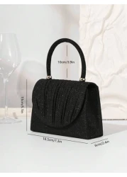 Lightweight Business Casual Rhinestone Decor Bucket Bag Mini Drawstring Design Clear Bag Faux Pearl Bag Evening Bag Dinner Bag Glamorous Elegant Exquisite Quiet Luxury Rhinestone For Party Girl For Wo