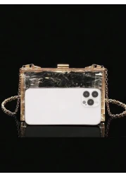 1pc Women s European And American Classic Fashion Acrylic Cracked Glacier Pattern Clutch Bag For Evening Party Birthday Women High End Transparent Crossbody Bag With Chain Fashion Party Bag Perfect Fo