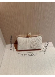 1pc Shiny Glamorous Box Shaped Evening Clutch Bag With Luxurious Rhinestone Decor For Formal Party Wedding Prom