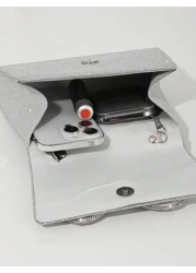 حقيبة مسائية صغيرة للنساء مزخرفة بالترتر والراين اكسسوار فيونكة كبيرة، حقيبة جذابة للسهرات والحفلات والزفاف