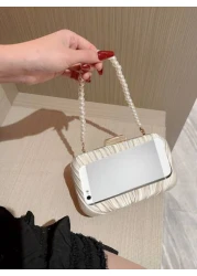 Moonlit EveBag Glamorous Elegant Exquisite Quiet Luxury Sequin Stylish Luxury Shiny Faux Pearl Clutch Box Bag Evening Bag For Wedding For Party Girl Woman Bride Elegant Pearl Clutch Prom Bag