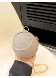 Dedoo Lightweight Business Casual Rhinestone Decor Bucket Bag Mini Drawstring Design Clear Bag Faux Pearl Bag Evening Bag Dinner Bag Glamorous Elegant Exquisite Quiet Luxury Rhinestone For Party Girl