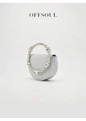 Rhinestone Irregular Circle Evening Clutch Bag New Fashion Party Formal Dress Handbag Shiny Chain Shoulder Crossbody Bag For Women