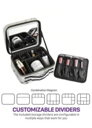 LED Lighted Makeup Case With Mirror 3 Color LED Light Professional Makeup Bag Cosmetic Artist Makeup Box Beauty Vanity Organizer With Removable Dividers Birthday Holiday Mother s Day Gift Travel Schoo