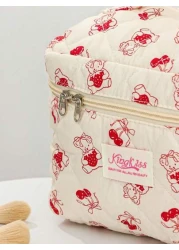 1 Piece Cherry Bear Cosmetic Bag Set Cherry Pattern Multifunctional Makeup Bag Square Large Capacity Makeup Bag Travel Toiletry Bag Aesthetci Toiletry Bag Pencil Case Skincare Bag For Travel Cruises M