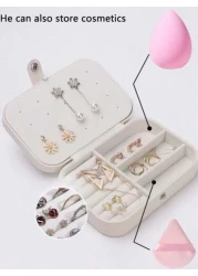 Large Capacity Jewelry Organizer Box Portable Travel Case For Earrings Rings Necklaces Multi Layer Storage With Zipper Makeup Toiletry Essentials Gift For Women Makeup Organizer