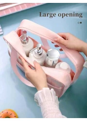 1pc PVC Waterproof Travel Makeup Bag Cosmetic Brush Holder Organizer Pouch Transparent Letter Makeup Bag Summer Holiday Travel Essentials Perfume Storage Box Versatile Luggage Bag Suitable For Lipstic