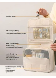 قطعة واحدة شنطة أدوات التجميل المعلقة، حقيبة منظم ماكياج محمول للسفر، حقيبة تخزين متعددة الوظائف مقاومة للما
