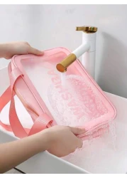 3 1Pc PVC Travel Toiletries Bag Multi Functional Makeup Storage Bag Portable Makeup Organizing Bag Travel Storage Bag Hand Held Zipper Bag Net Eye Bag Travel Bag Suitable For Small Items Such As Lipst