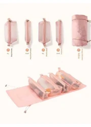 1pc Women s Waterproof 4 In 1 Travel Toiletry Bag Detachable Makeup Bag Cosmetic Pouch Pink Bathroom Bag Storage Bag Makeup Brush Holder Portable Compartment For Cosmetics Makeup And Lipstick Great Fo