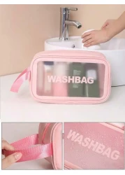 4pcs 1pc PVC Portable Cosmetic Bag Travel Makeup Organizer Pouch Waterproof Toiletry Bag Multi Functional Storage Bag For Lipstick Lip Liner Comb Makeup Brushes Eyeshadow Palette Toothpaste Skincare N