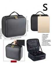 Multi Function PU Leather Cosmetic Bag Large Capacity Professional Divided Makeup Case With Dual Shoulder Shoulder Strap Suitable For Beauticians Nail Technicians Tattoo Artists Makeup Artists Travel