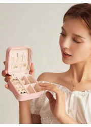 1pc Portable Jewelry Case Small Jewelry Boxes For Women Simple Home Jewelry Organizer Travel Organizer Fine Mini Storage Box For Travel Jewelry Zipper Case For Earrings Rings Necklaces Bracelets Porta