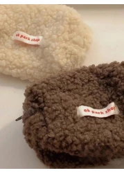 1pc Plush Style Handheld Cosmetic Bag Portable Large Capacity Mini Cute Cosmetic And Stationery Storage Bag Makeup Bag Storage Makeup Organizer Makeup Case Makeup Travel Toiletry Organizer Essentials