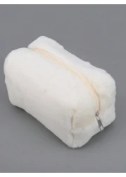 1pc Plush Cosmetic Bag Large Capacity Storage Bag Travel Portable Pencil Case Zipper Toiletry Bag Gift For Girls Women Back To School