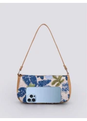 حقيبة بوكيت متناسقة مرصعة بالترتر وطبعات زهرية، موضة سيدات، حقيبة كتف مرقعة ملونة مطرزة بالخرز والخياطة العش