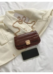 Waterproof Lightweight Business Casual Crocodile Embossed Chain Bag For Teen Girls Women College Students Rookies White Collar Workers Perfect For Office College Work Business Commute Outdoors Travel