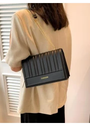 Letter Graphic Flap Chain Square Bag Small Minimalist