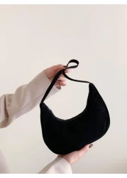 Fashion Solid Color Crescent Shaped Shoulder Bag For Women Handbags Minimalist Style Women Bag
