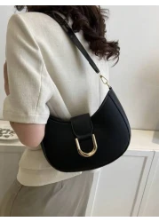 Lightweight Business Casual Small Hobo Bag Solid Color Metal Decor For Teen Girls Women College Students Rookies White Collar Workers Perfect For Office College Work Business Commute Outdoors Travel O