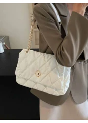 Women s Shoulder Bag Diamond Embroidery Line Flip Soft Bag Pillow Bag Large Capacity Portable Fashion Bag