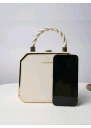 Waterproof Lightweight Business Casual Mini Letter Graphic Chain Box Bag For Teen Girls Women CollegeStudents Rookies White Collar Workers Perfect For Office College Work Business Commute