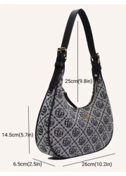 DK DKMG Women Handbag Shoulder Bag Fashion Classic Vintage Letter Jacquard Casual Tote Bag With Crescent Moon Pattern Suitable For Holidays Halloween Christmas Mother s Day