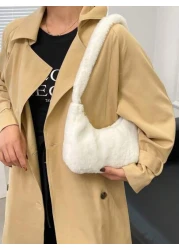 Mini Women Furry Solid Color Shoulder Bag Fashion Versatile Fluffy Handbag For Daily Commute Shopping Dating Crossbody Bag Under Arm Bag