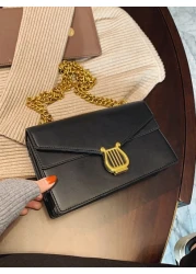 Lightweight Business Casual Metal Decor Flap Chain Square Bag For Teen Girls Women College Students Rookies White collar Workers Perfect for Office College Work Business Commute Outdoors Travel Outing